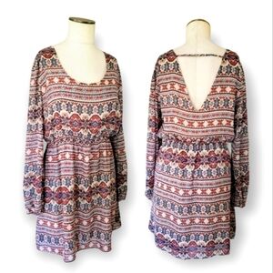 Umgee long sleeve boho open back dress bohemian Size Medium